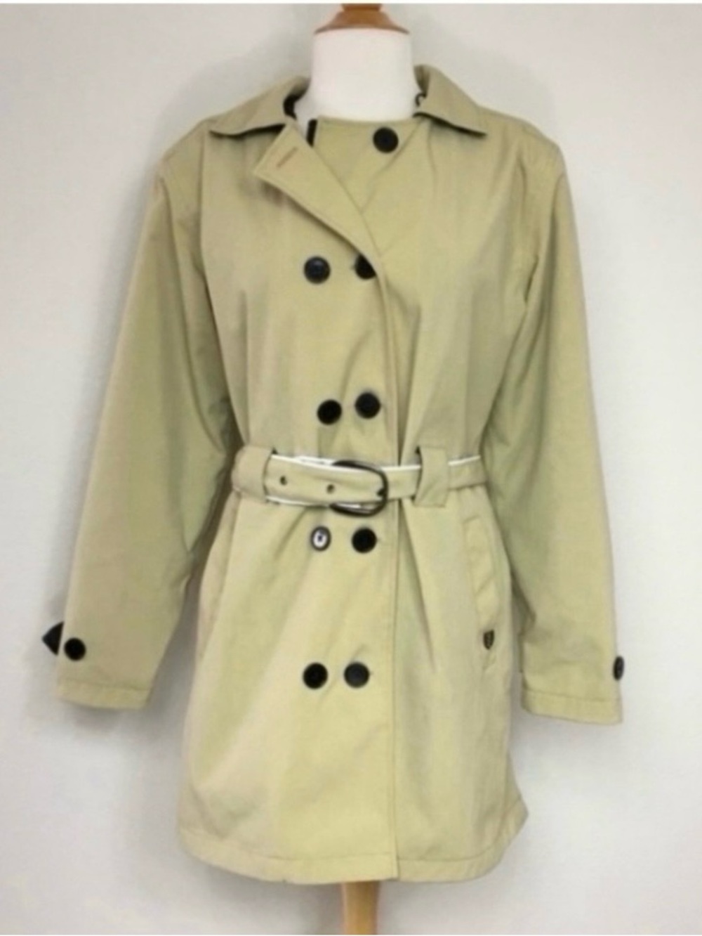 Corazzo Women’s Tan Vespa Motorcycle Padded Short Trench Coat Size Large Classic